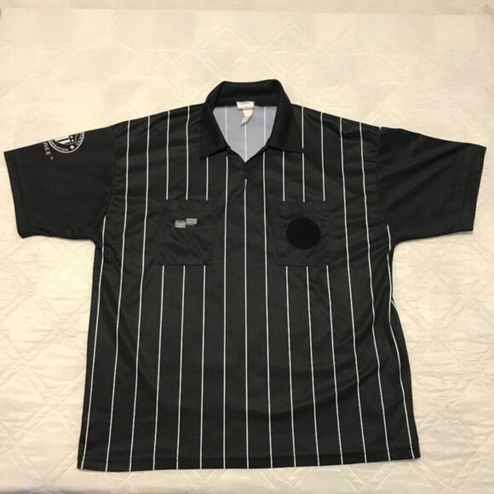 Soccer Referee Jersey Men's XL Official Sports Pro Style Short Sleeve Black‎